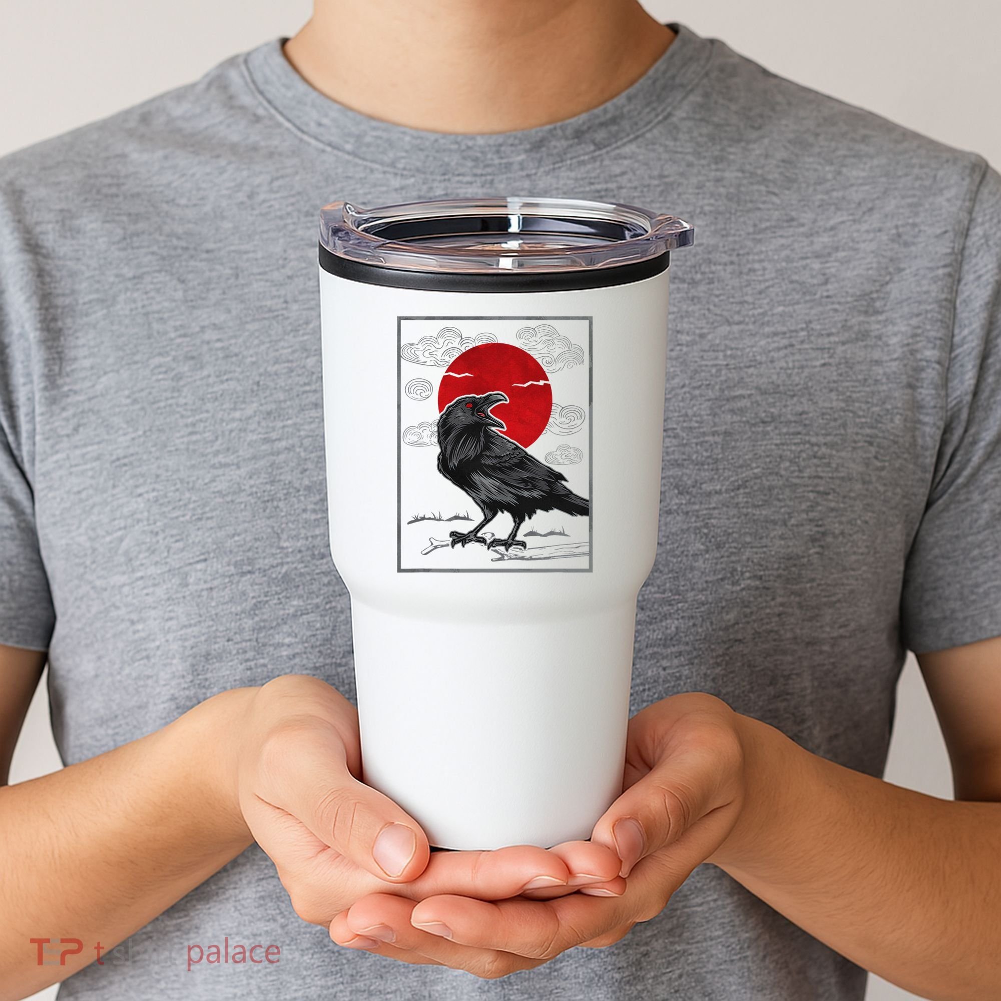 Raven Red Moon Anime Japanese Art Tumbler