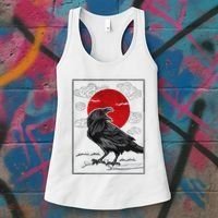 Raven Red Moon Anime Japanese Art Women's Tank Top thumb 3