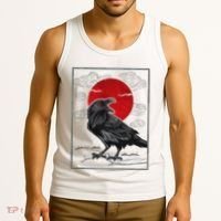 Raven Red Moon Anime Japanese Art Tank Top thumb 3