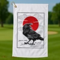 Raven Red Moon Anime Japanese Art Golf Towel thumb 1