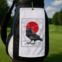 Raven Red Moon Anime Japanese Art Golf Towel thumb 2