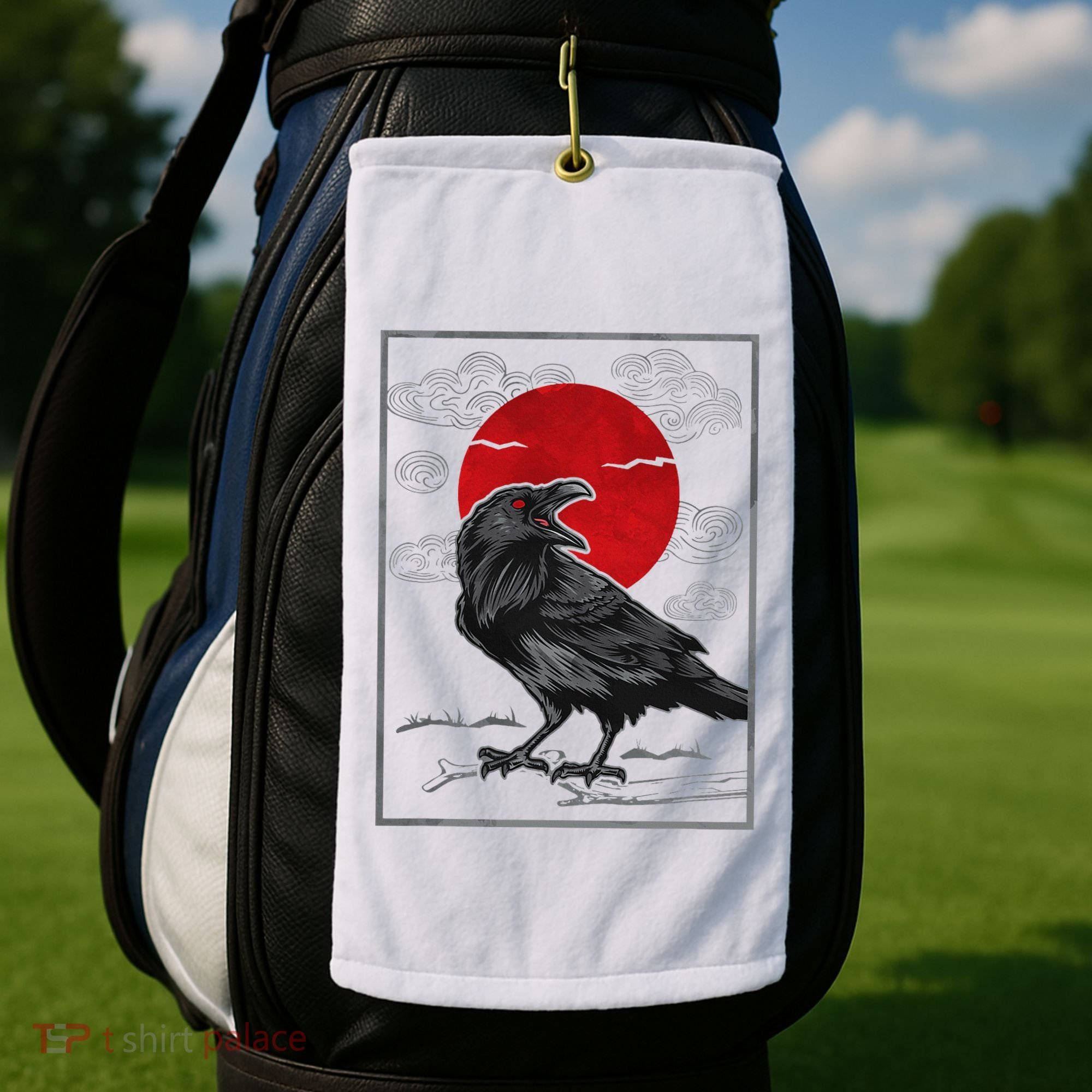 Raven Red Moon Anime Japanese Art Golf Towel