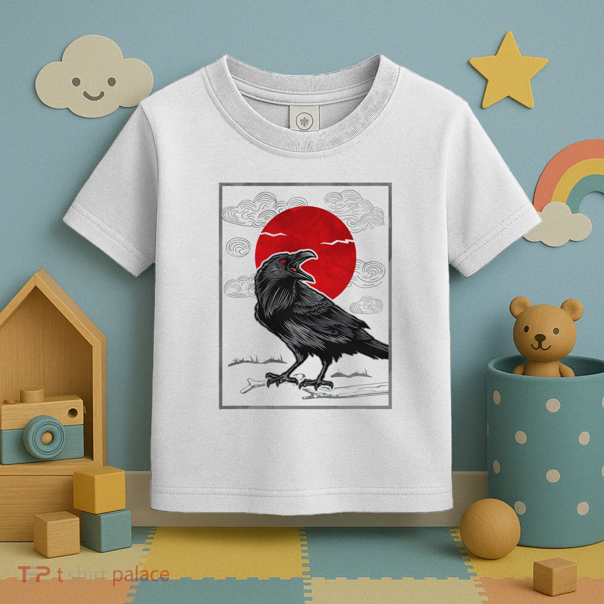 Raven Red Moon Anime Japanese Art Toddler T-Shirt