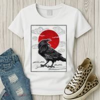 Raven Red Moon Anime Japanese Art Women's T-Shirt thumb 3