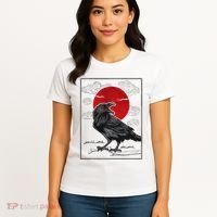 Raven Red Moon Anime Japanese Art Women's T-Shirt thumb 4