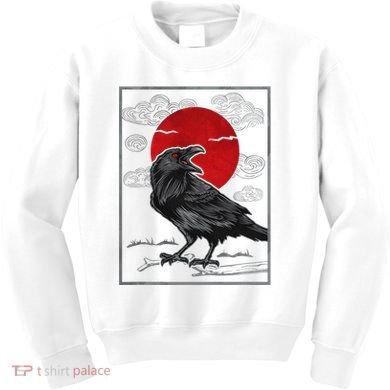 Raven Red Moon Anime Japanese Art Kids Sweatshirt