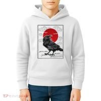 Raven Red Moon Anime Japanese Art Kids Hoodie thumb 4