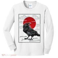 Raven Red Moon Anime Japanese Art Kids Long Sleeve Shirt thumb 0
