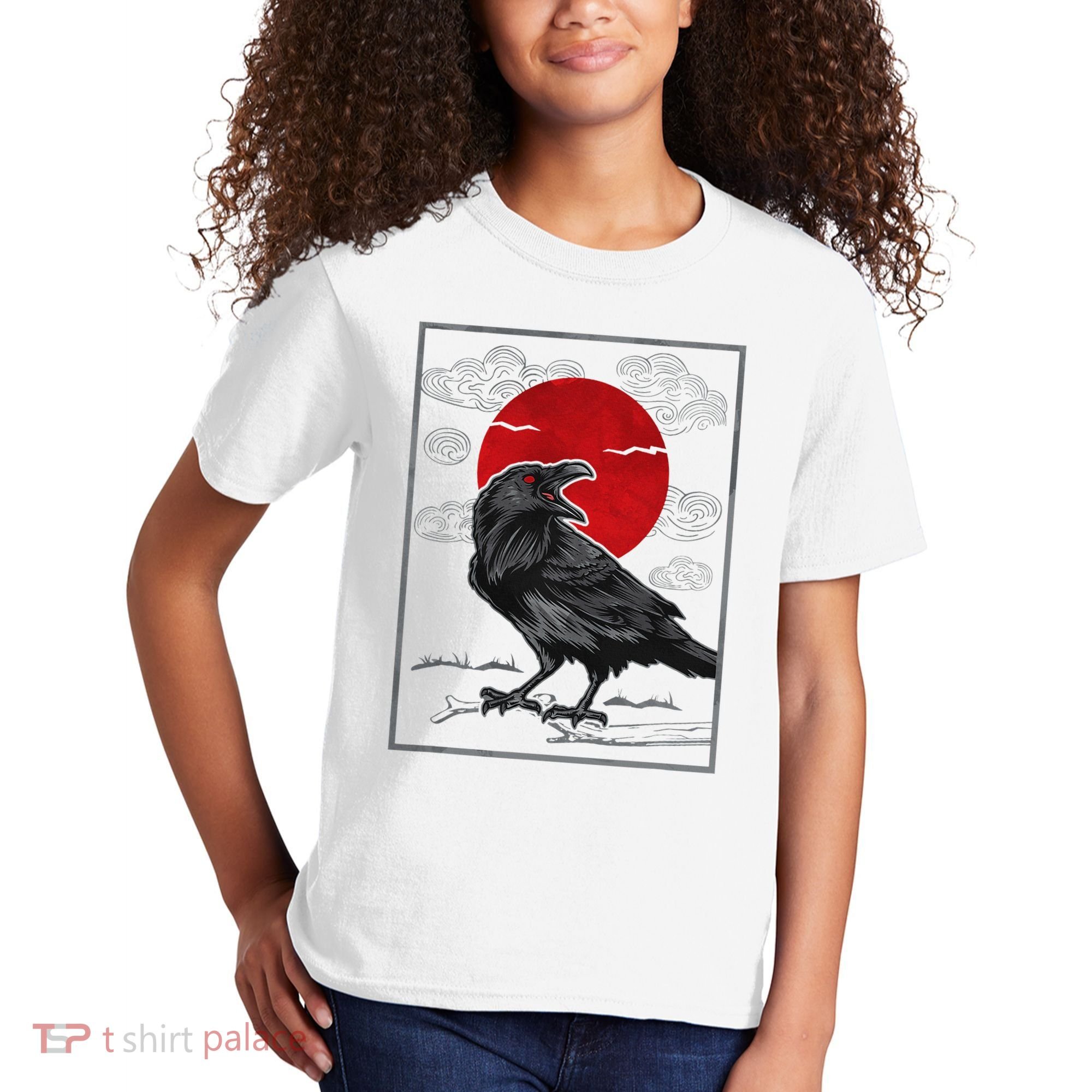 Raven Red Moon Anime Japanese Art Kids T-Shirt