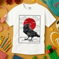 Raven Red Moon Anime Japanese Art Kids T-Shirt thumb 3