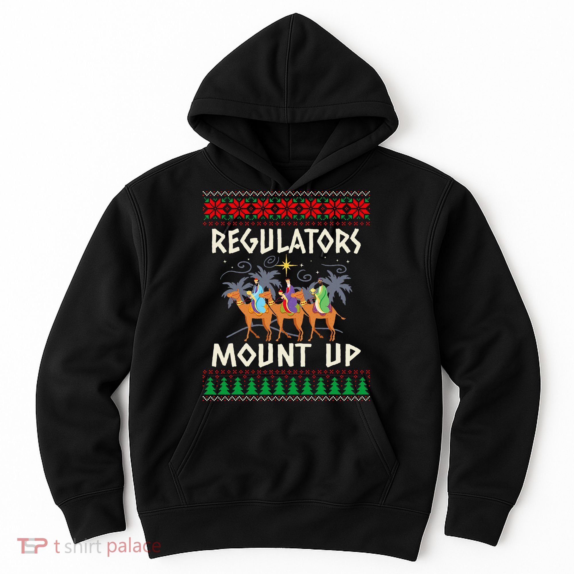 Retro Regulators Mount Up Camel Ugly Christmas Sweater Xmas Hoodie