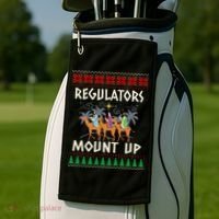 Retro Regulators Mount Up Camel Ugly Christmas Sweater Xmas Golf Towel thumb 2