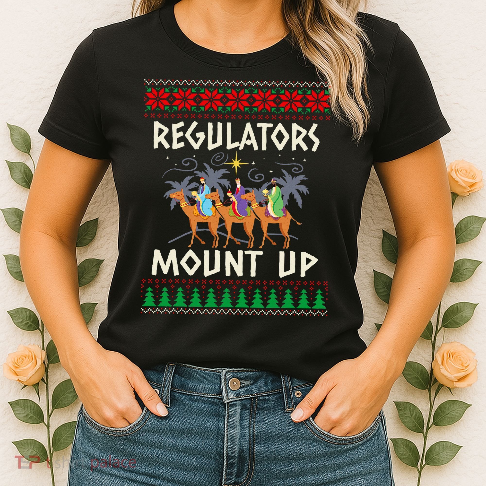 Retro Regulators Mount Up Camel Ugly Christmas Sweater Xmas Women's T-Shirt