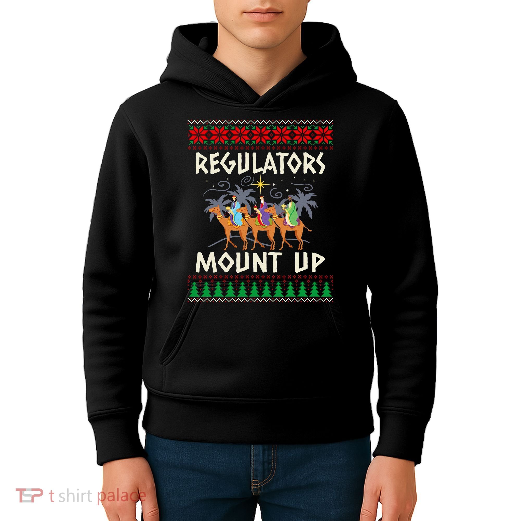 Retro Regulators Mount Up Camel Ugly Christmas Sweater Xmas Kids Hoodie