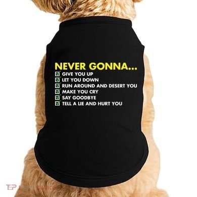 Rick Roll Never Gonna Checklist Doggie Tank