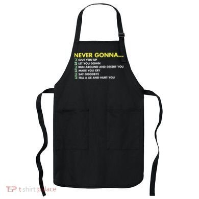 Rick Roll Never Gonna Checklist Apron