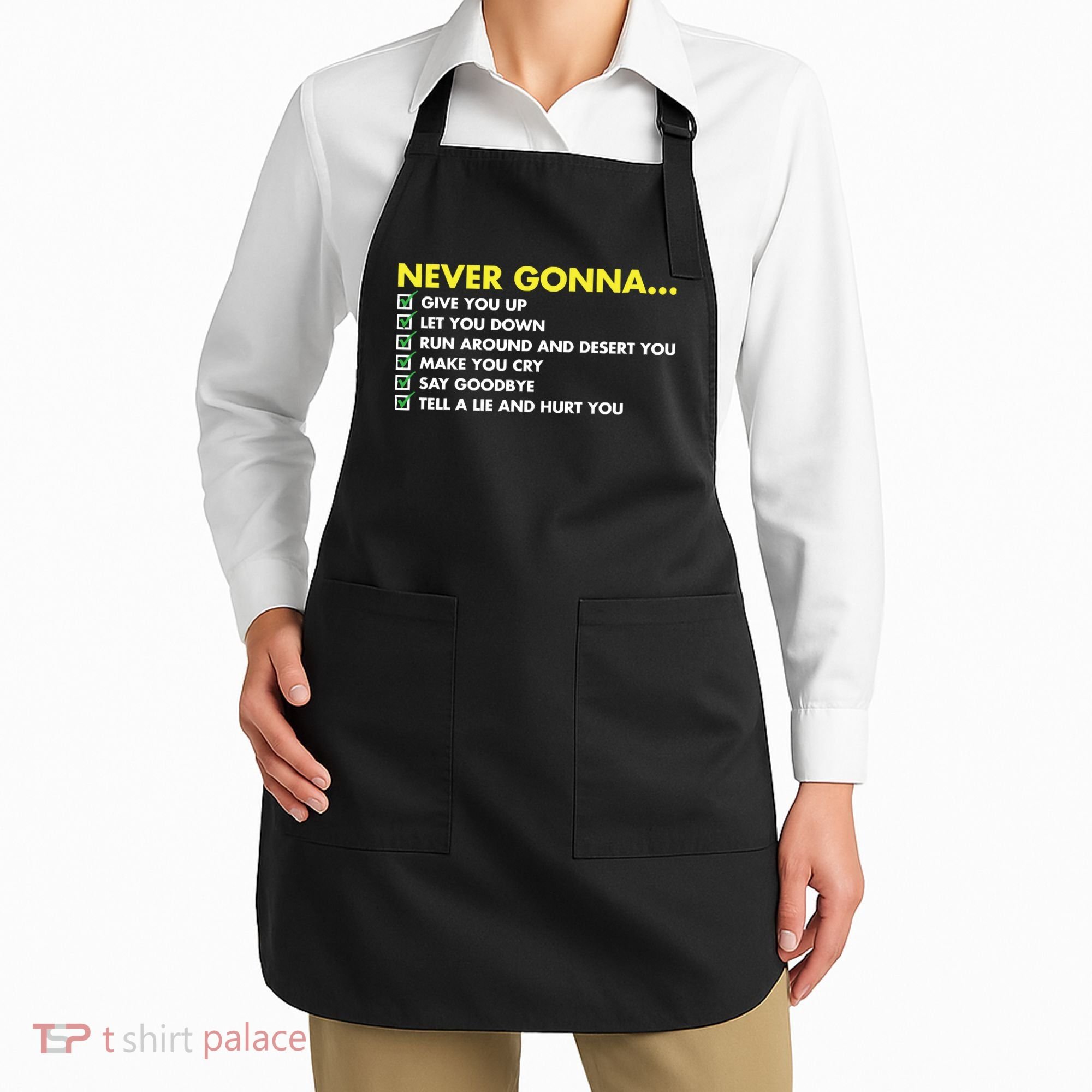 Rick Roll Never Gonna Checklist Apron