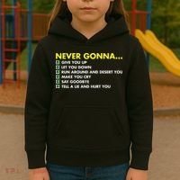Rick Roll Never Gonna Checklist Kids Hoodie thumb 3