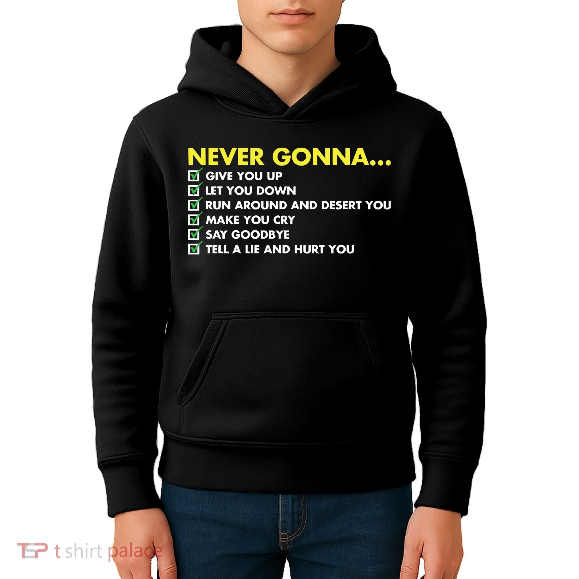 Rick Roll Never Gonna Checklist Kids Hoodie