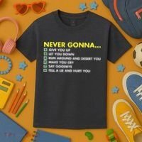 Rick Roll Never Gonna Checklist Kids T-Shirt thumb 3