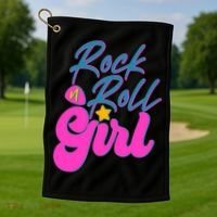 Retro Rock N Roll Girl Costume Golf Towel thumb 1