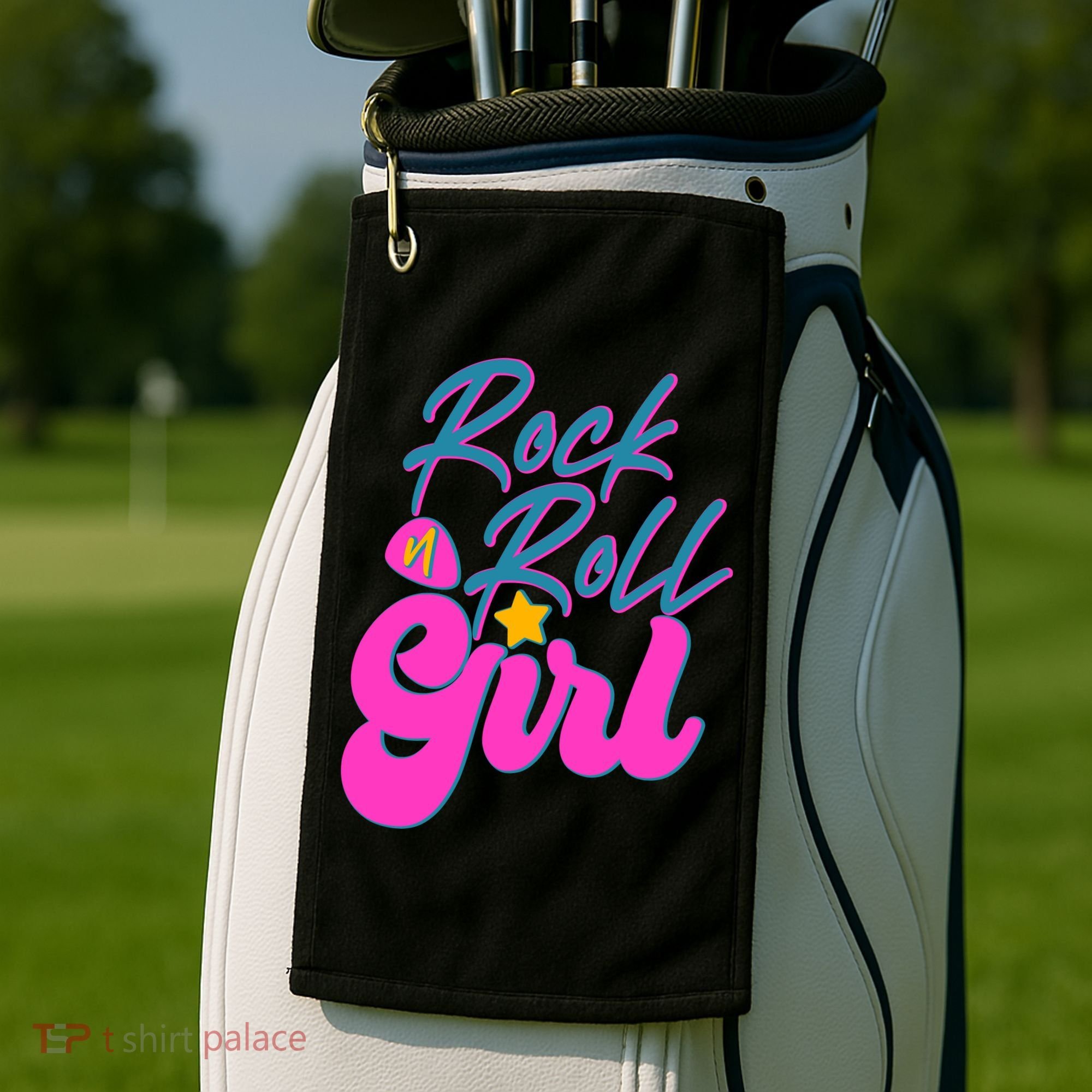 Retro Rock N Roll Girl Costume Golf Towel