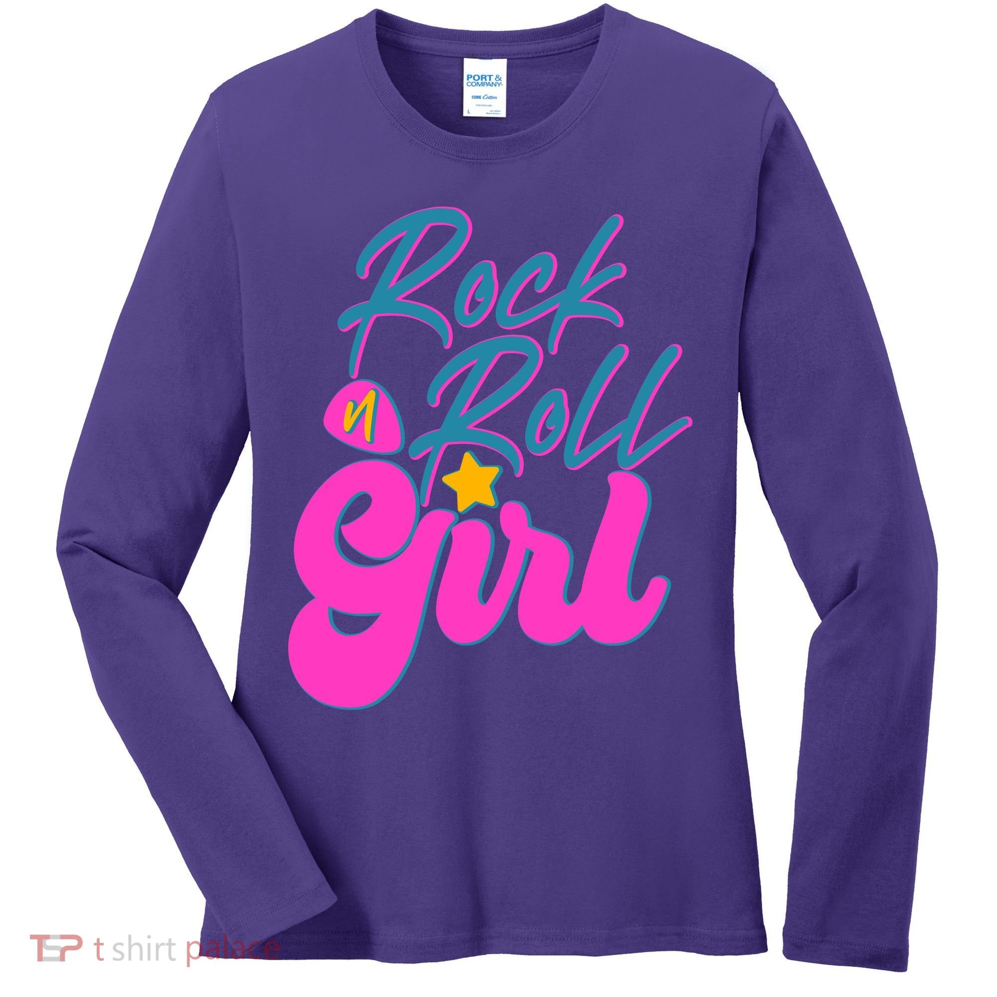 Retro Rock N Roll Girl Costume Women's Long Sleeve Shirt