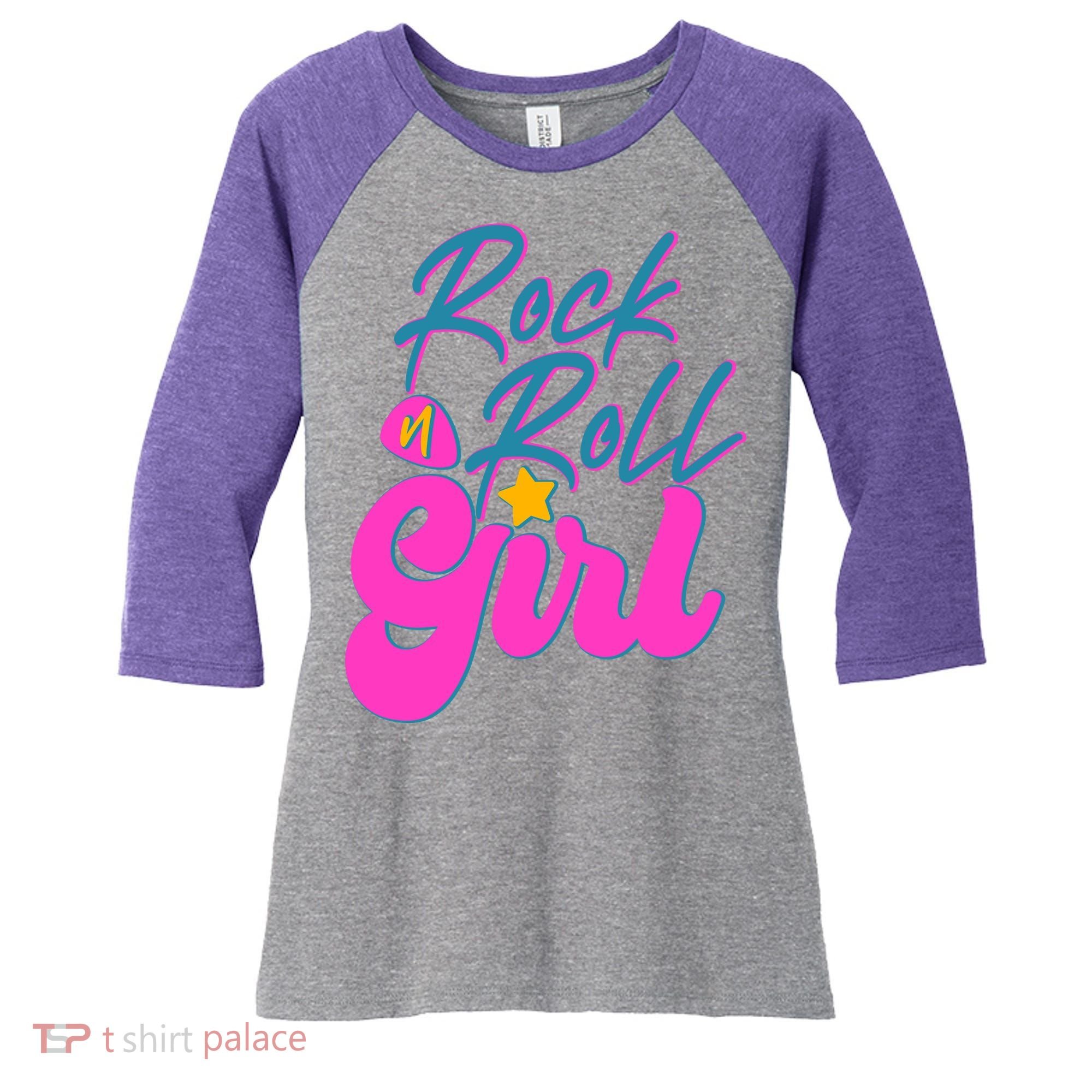 Retro Rock N Roll Girl Costume Women's Tri-Blend 3/4-Sleeve Raglan Shirt