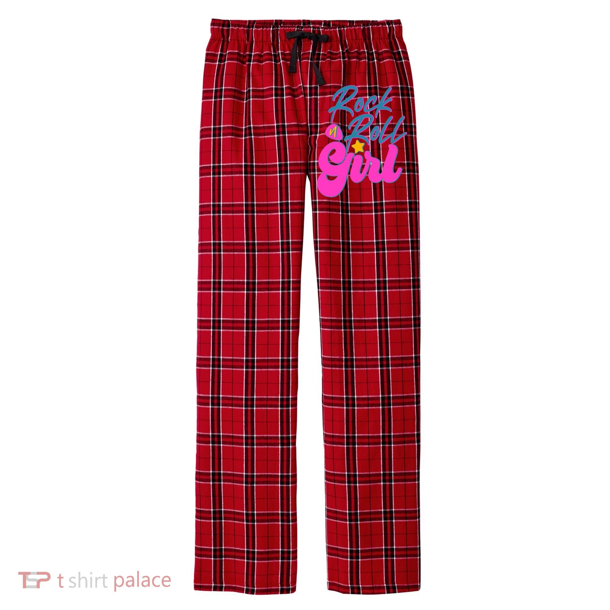 Retro Rock N Roll Girl Costume Men's Flannel Plaid Pajama Pants