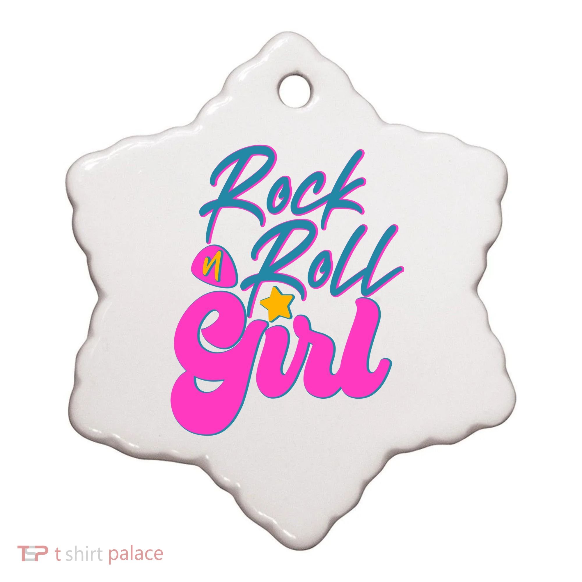 Retro Rock N Roll Girl Costume Ceramic Ornament