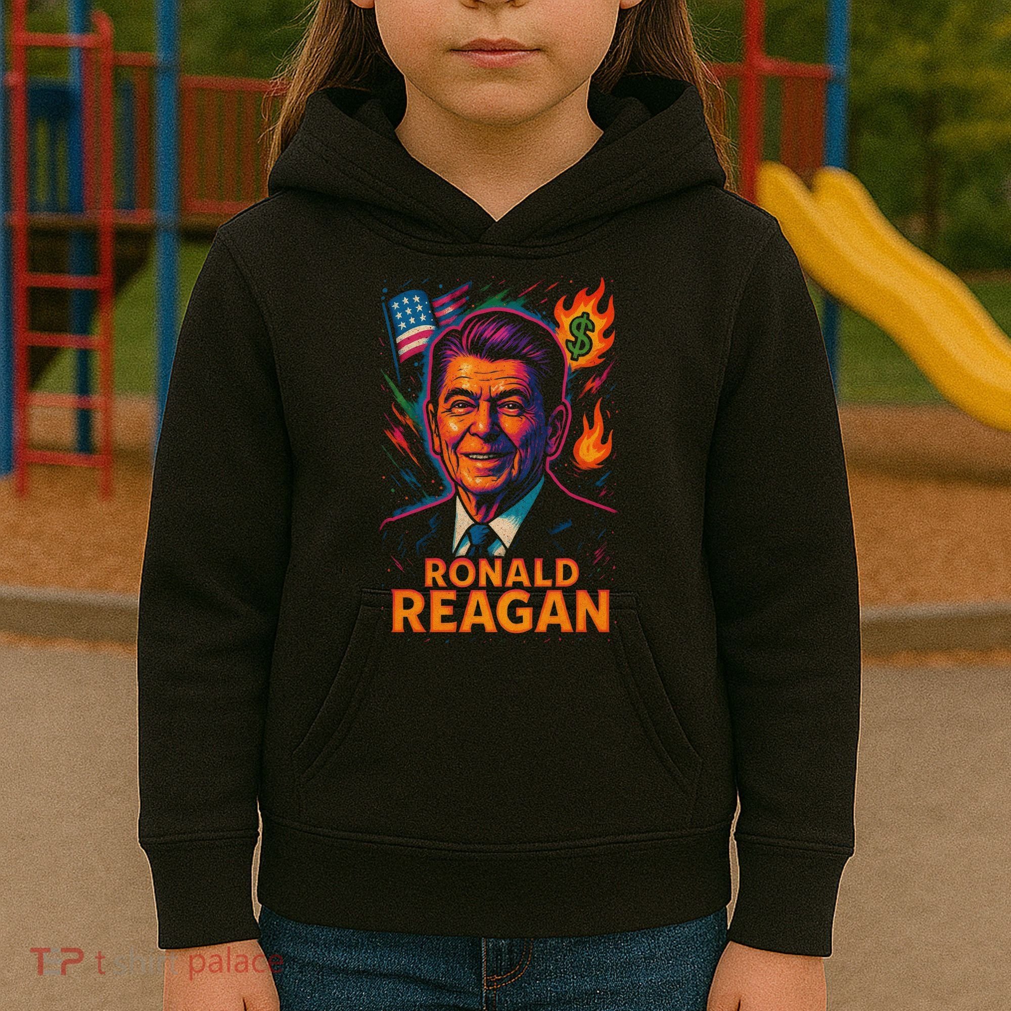 Ronald Reagan Neon Kids Hoodie