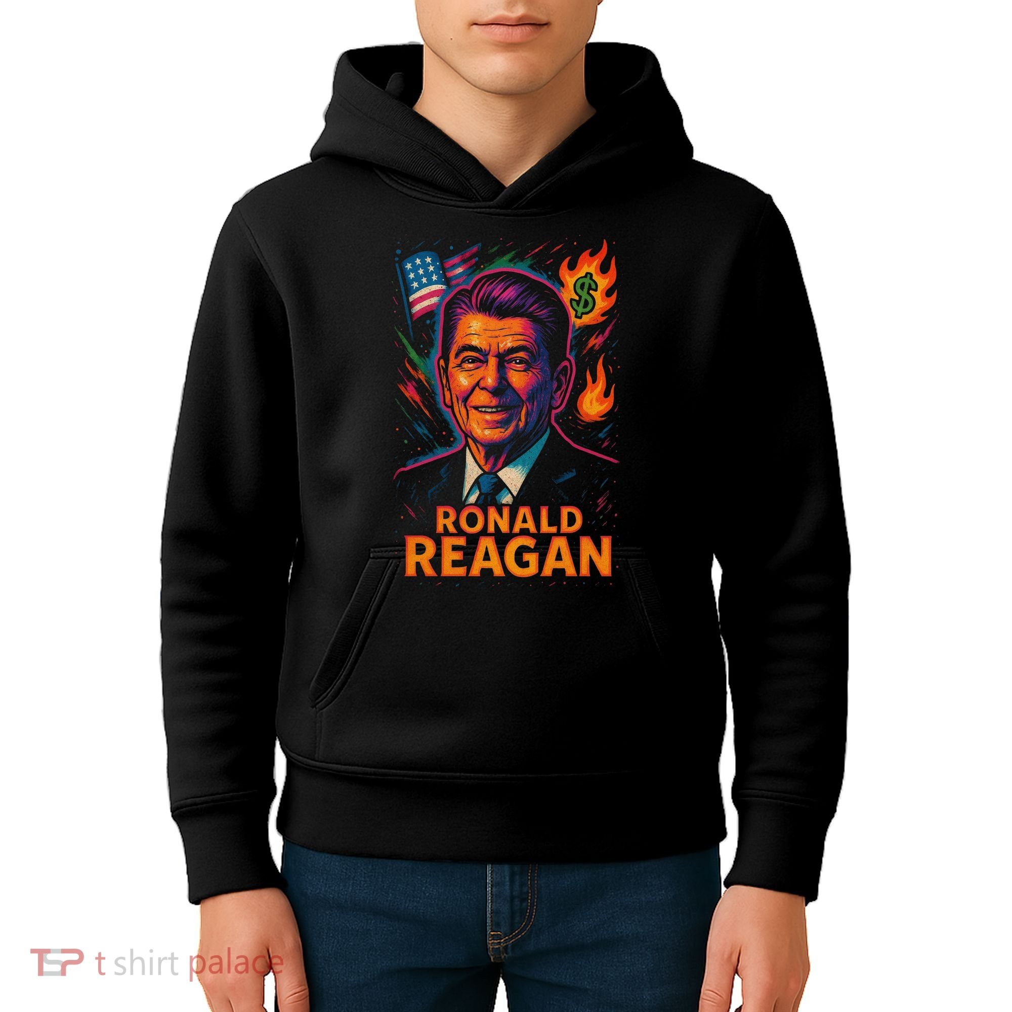 Ronald Reagan Neon Kids Hoodie