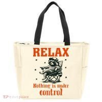 Raccoon Relax Nothing Under Control Tote Bag thumb 0