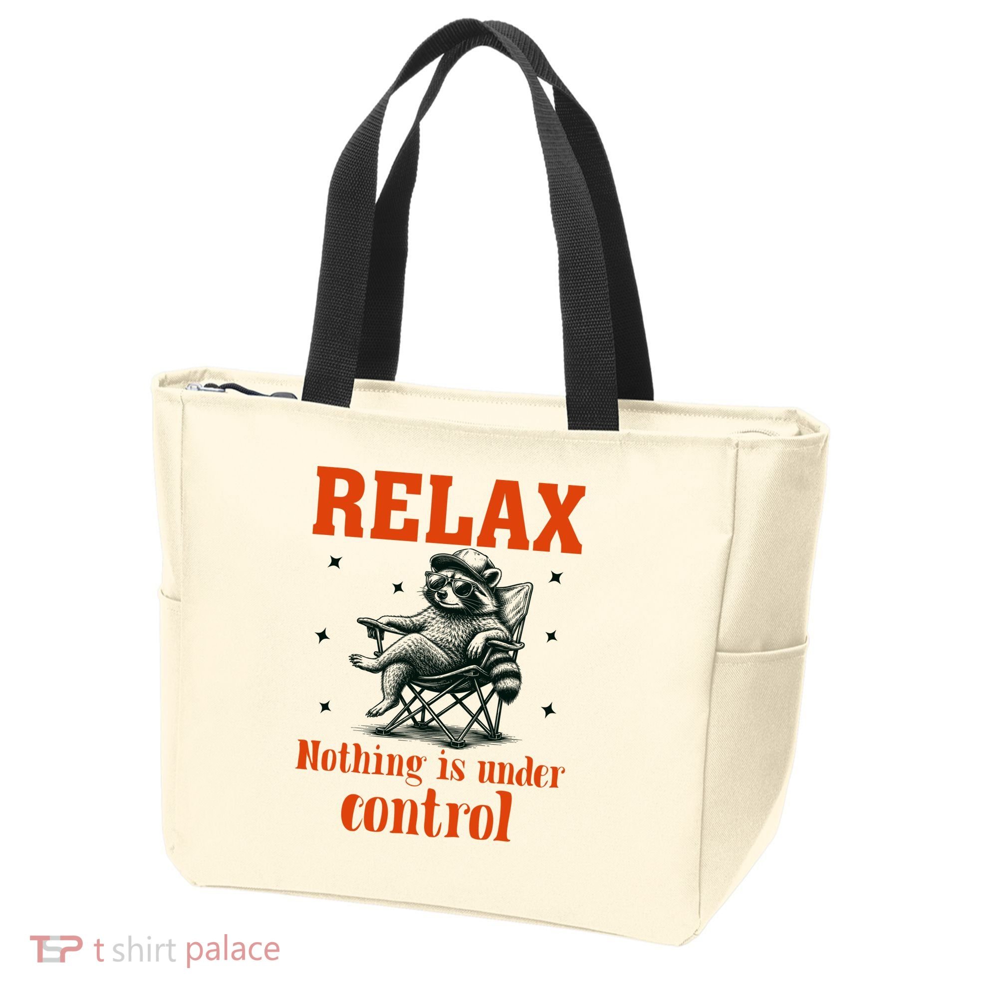 Raccoon Relax Nothing Under Control Tote Bag