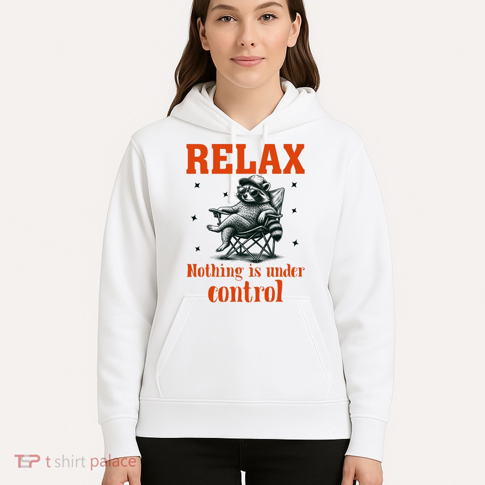 Raccoon Relax Nothing Under Control Hoodie