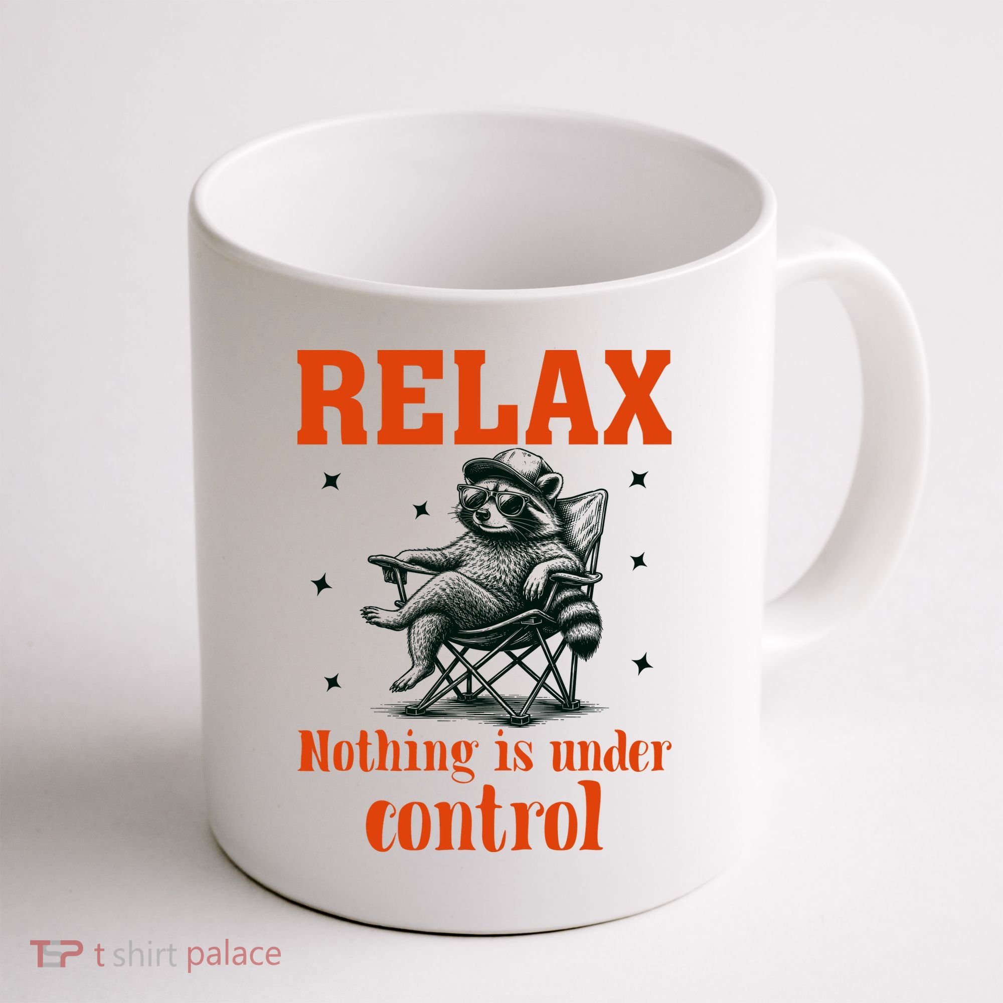 Raccoon Relax Nothing Under Control Coffee Mug