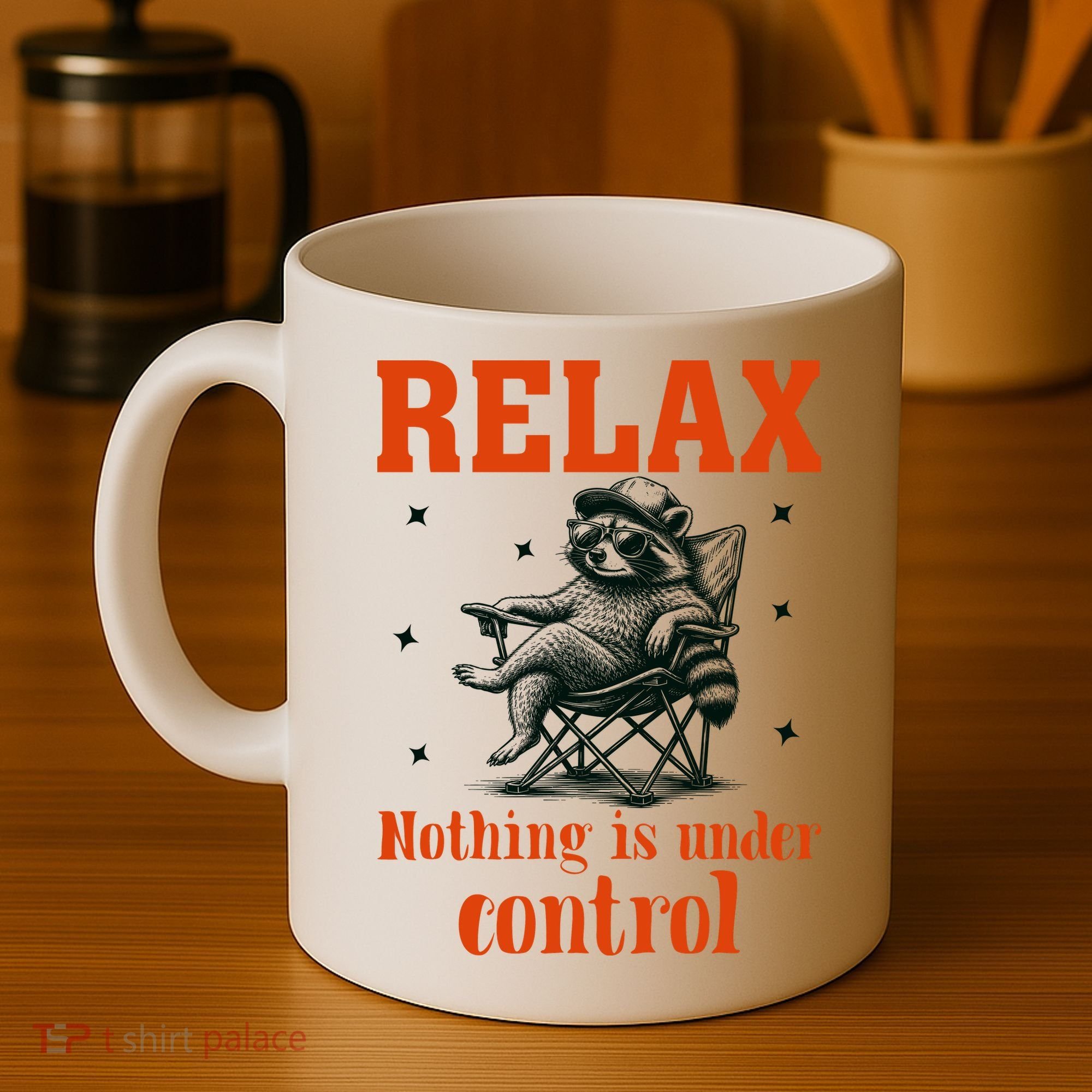 Raccoon Relax Nothing Under Control Coffee Mug