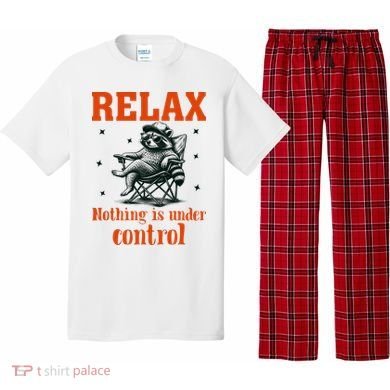 Raccoon Relax Nothing Under Control Pajama Set