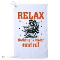Raccoon Relax Nothing Under Control Golf Towel thumb 0