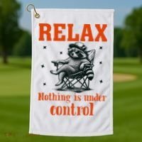 Raccoon Relax Nothing Under Control Golf Towel thumb 1