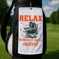 Raccoon Relax Nothing Under Control Golf Towel thumb 2