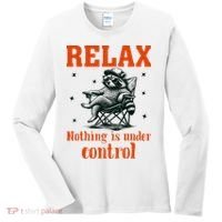 Raccoon Relax Nothing Under Control Women's Long Sleeve Shirt thumb 0