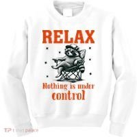 Raccoon Relax Nothing Under Control Kids Sweatshirt thumb 0