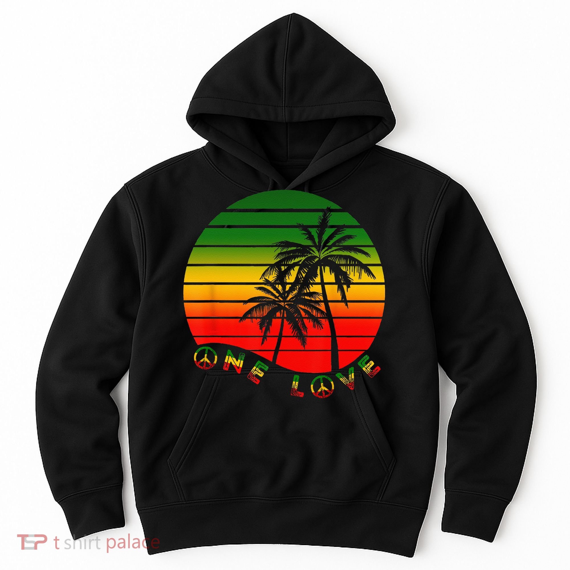 Rasta Reggae One Love Palms Reggaeton Rastafarian Pride Hoodie