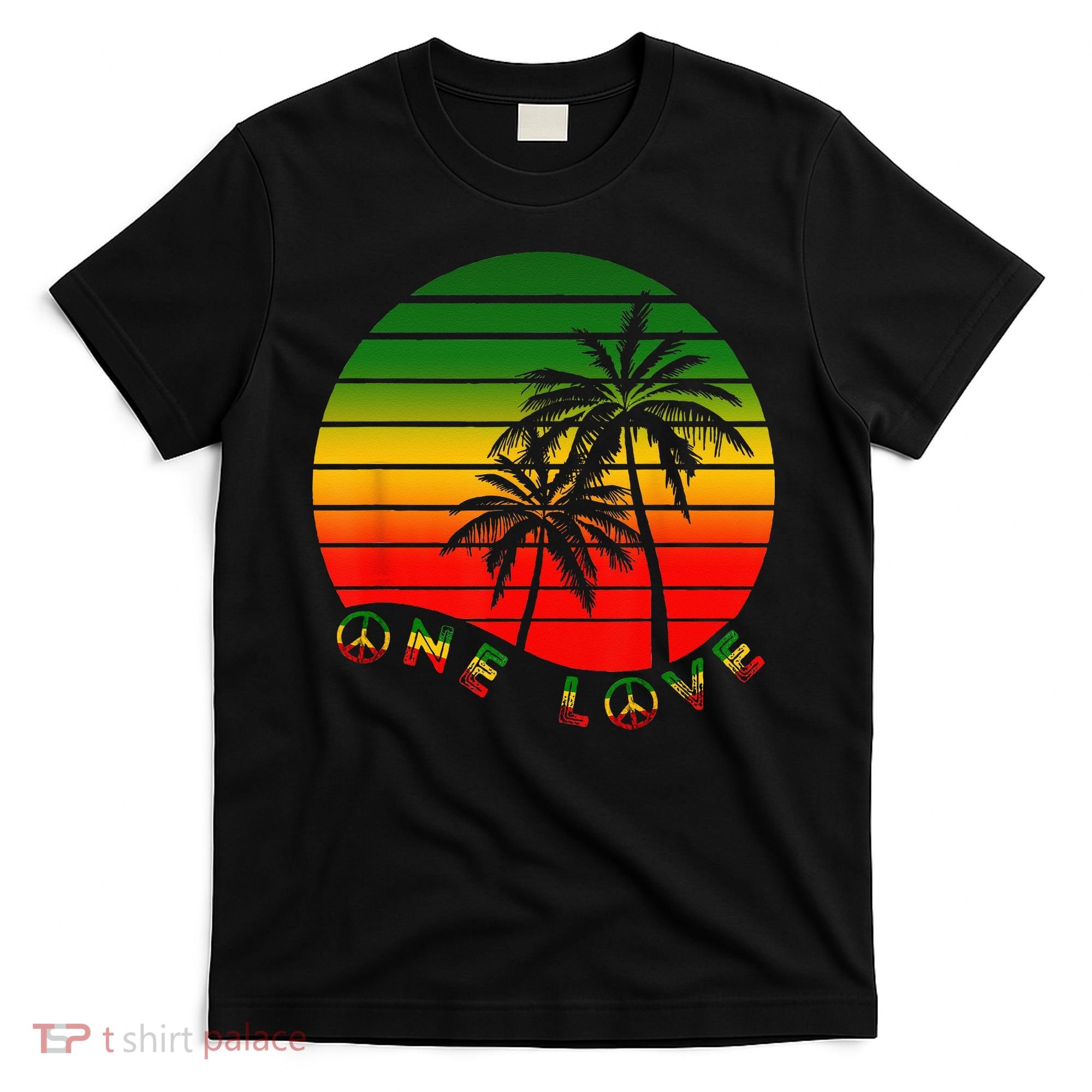 Rasta Reggae One Love Palms Reggaeton Rastafarian Pride T-Shirt