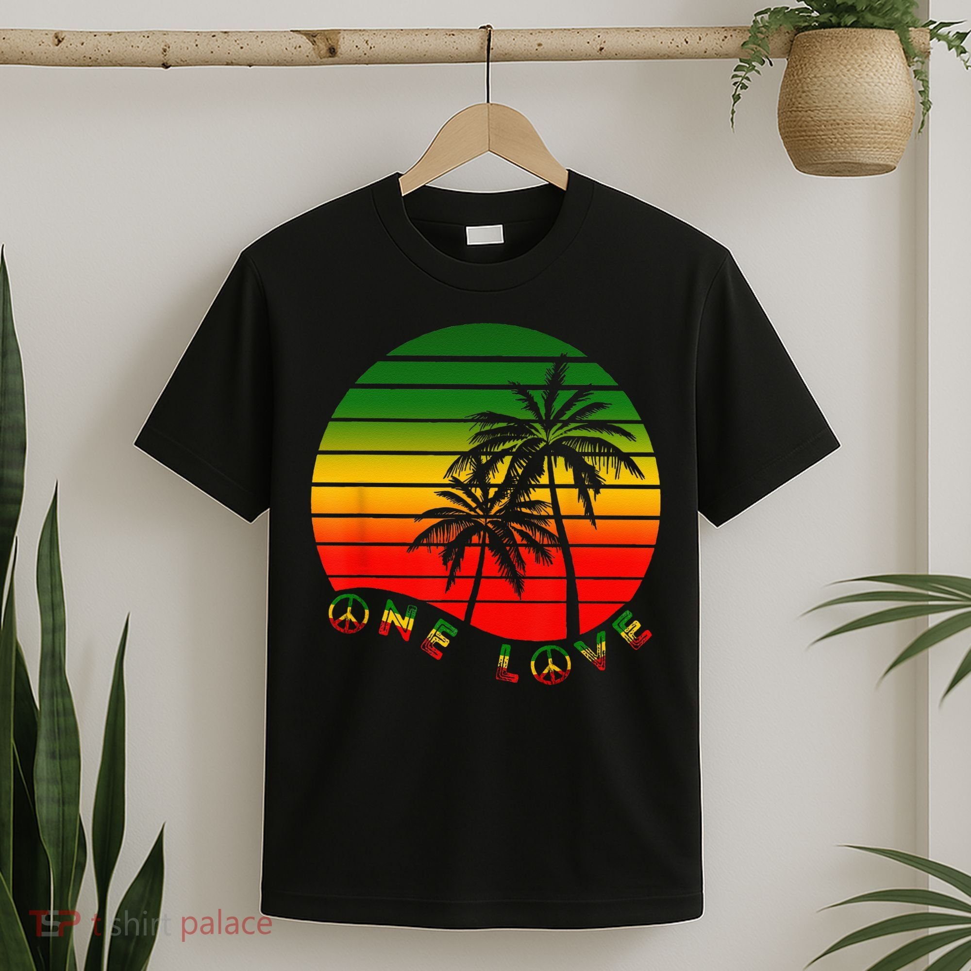 Rasta Reggae One Love Palms Reggaeton Rastafarian Pride T-Shirt