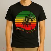 Rasta Reggae One Love Palms Reggaeton Rastafarian Pride T-Shirt thumb 3
