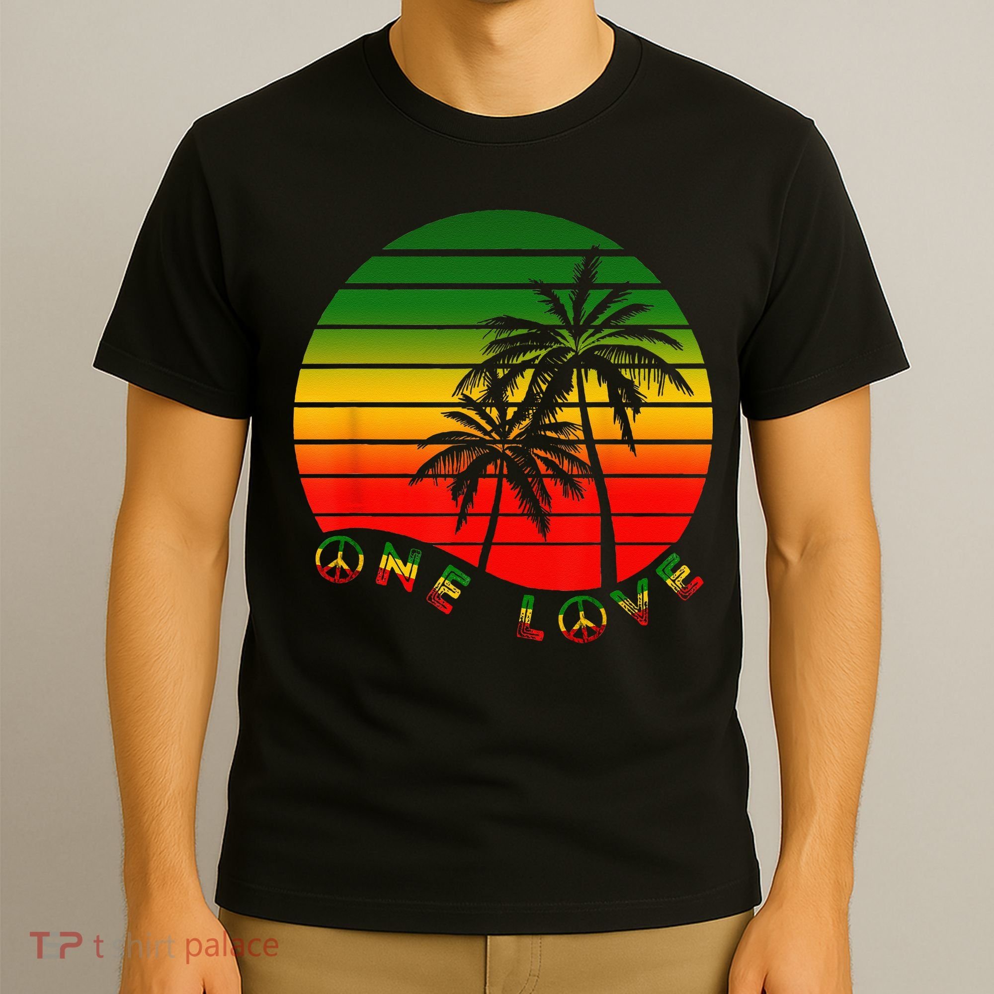 Rasta Reggae One Love Palms Reggaeton Rastafarian Pride T-Shirt