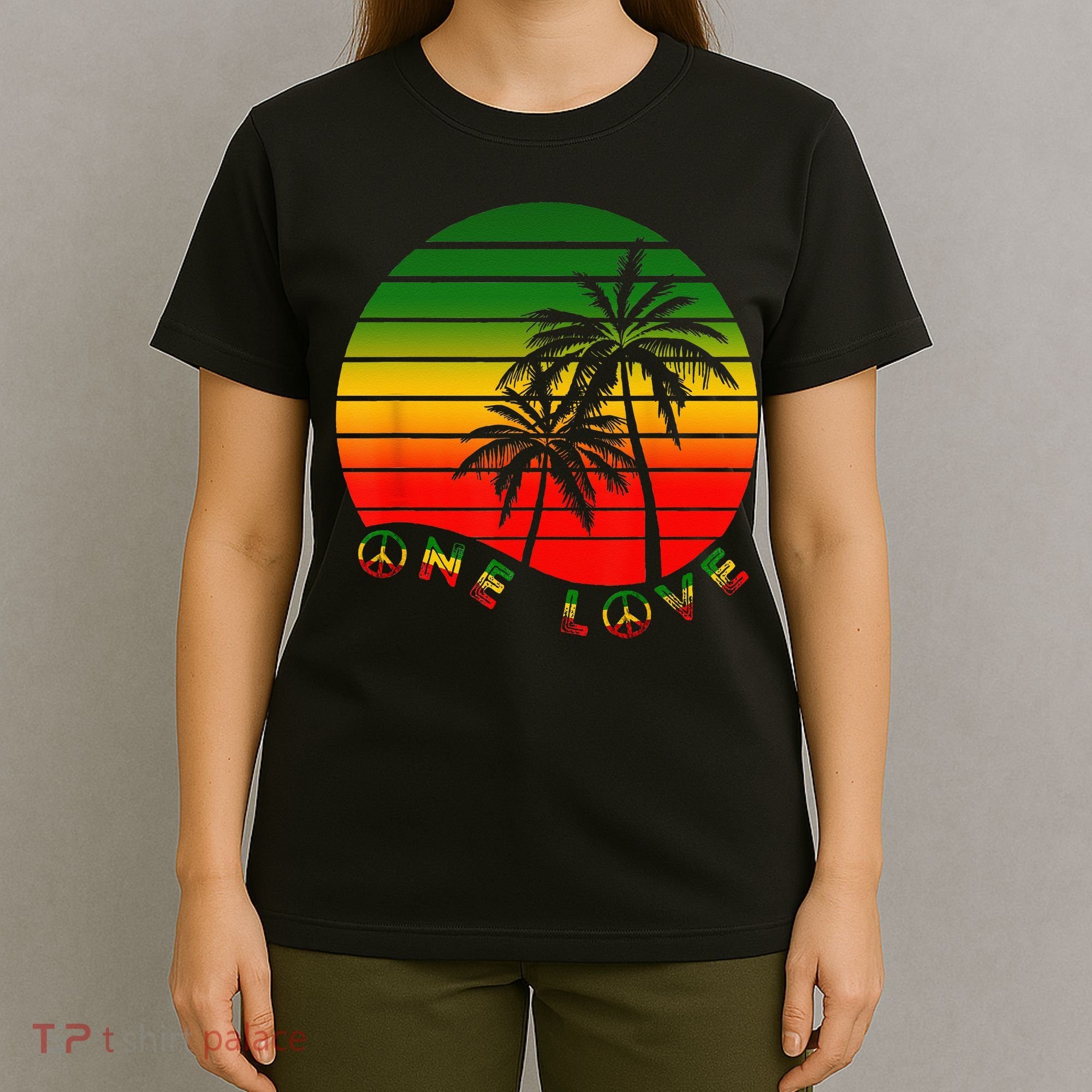 Rasta Reggae One Love Palms Reggaeton Rastafarian Pride T-Shirt