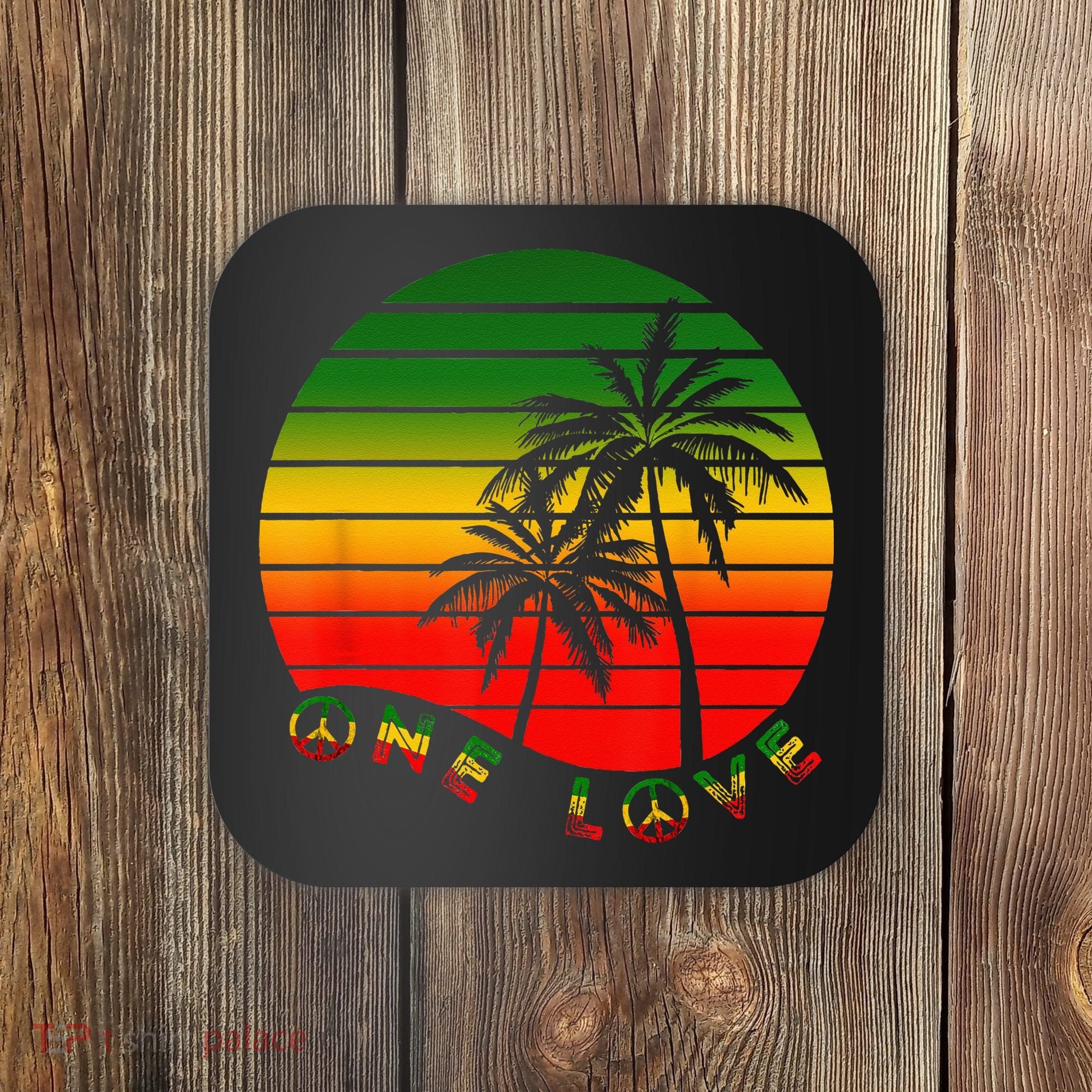 Rasta Reggae One Love Palms Reggaeton Rastafarian Pride Coaster